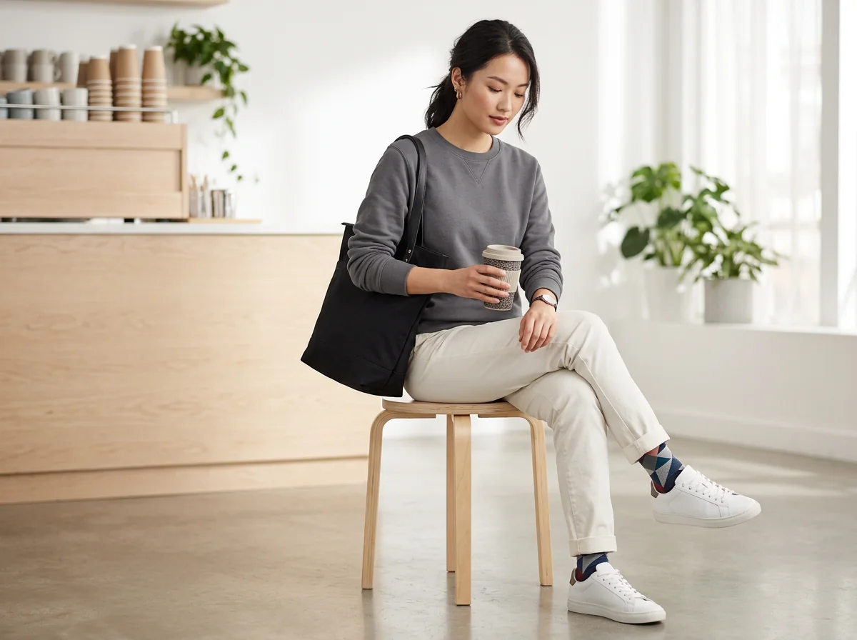 Café street commute sweatshirt styling