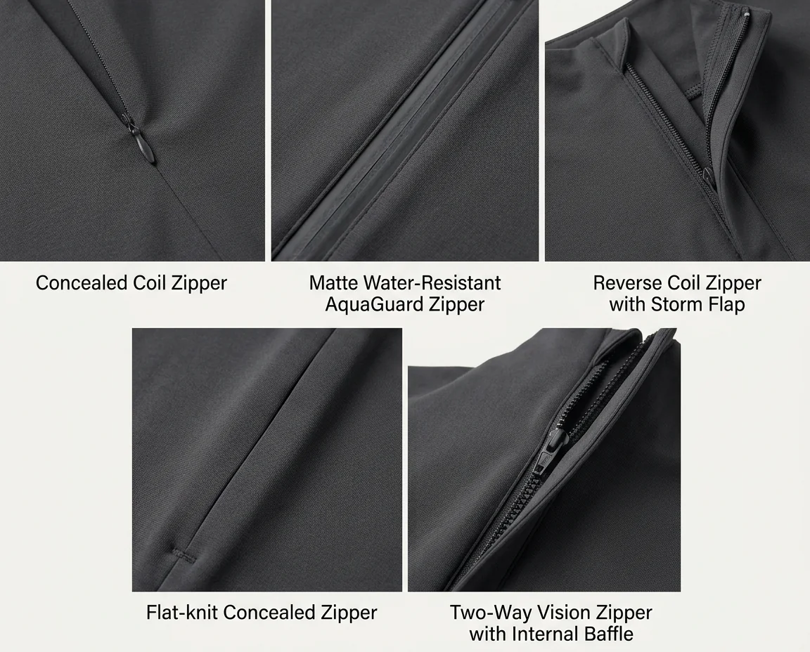 Hidden concealed zipper placket