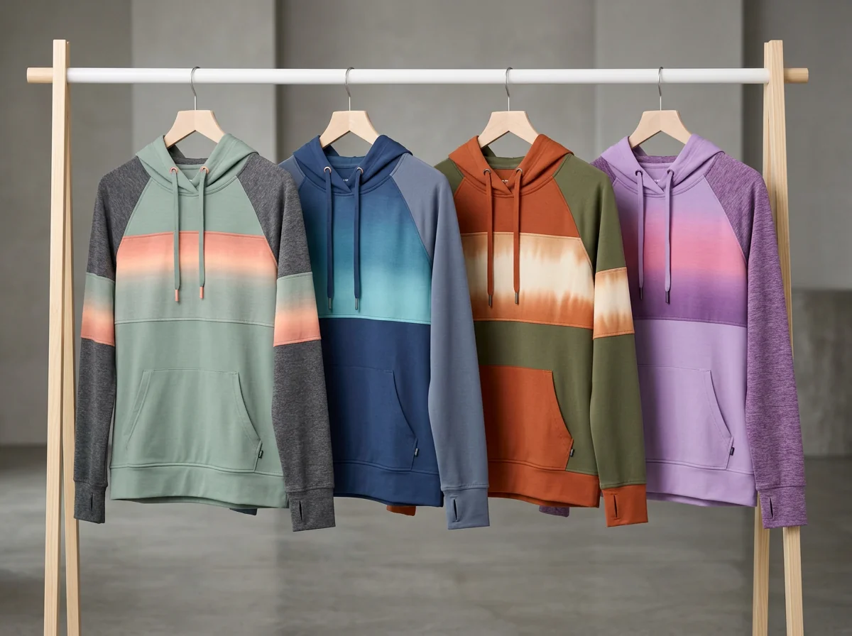 Contrast color block yoga hoodie design