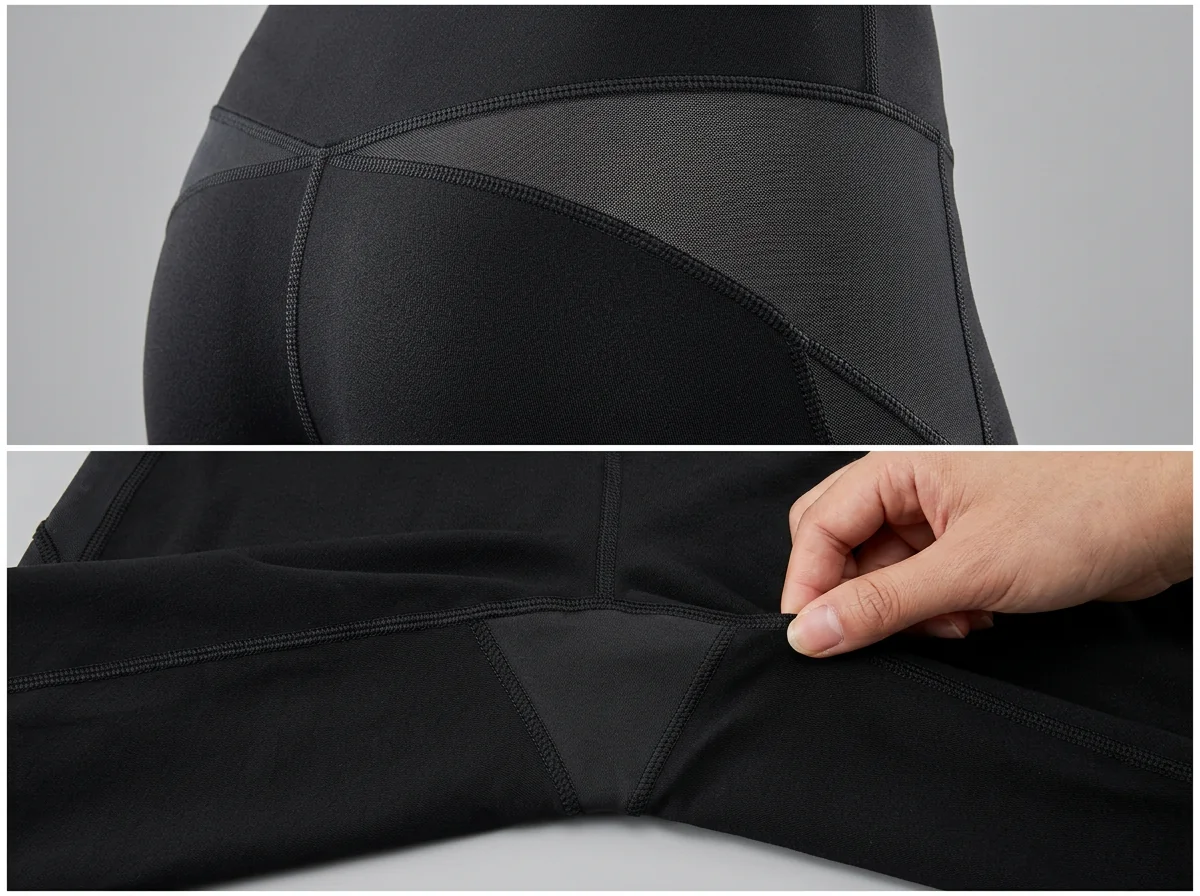 Mesh-paneled hybrid fabric