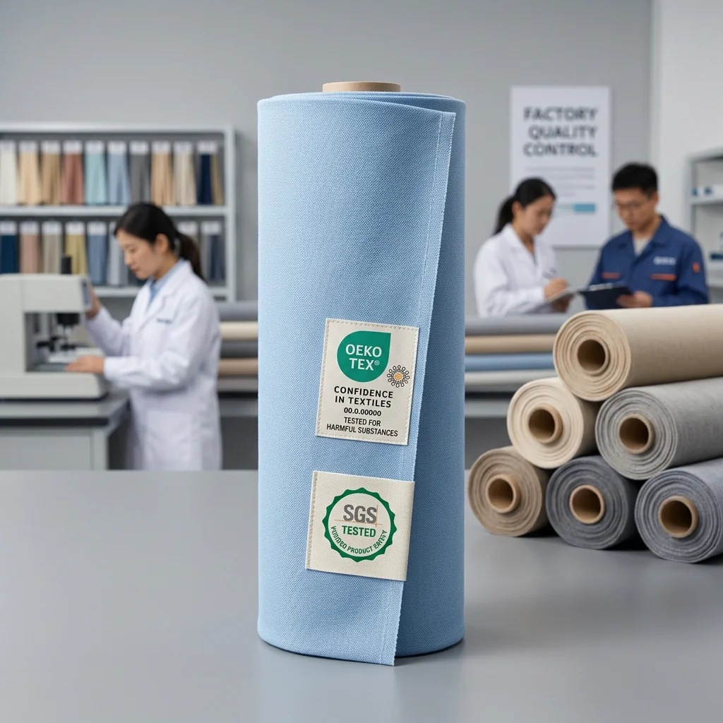 OEKO-TEX Standard 100 badge &mdash; harmful-substance-free fabric certification