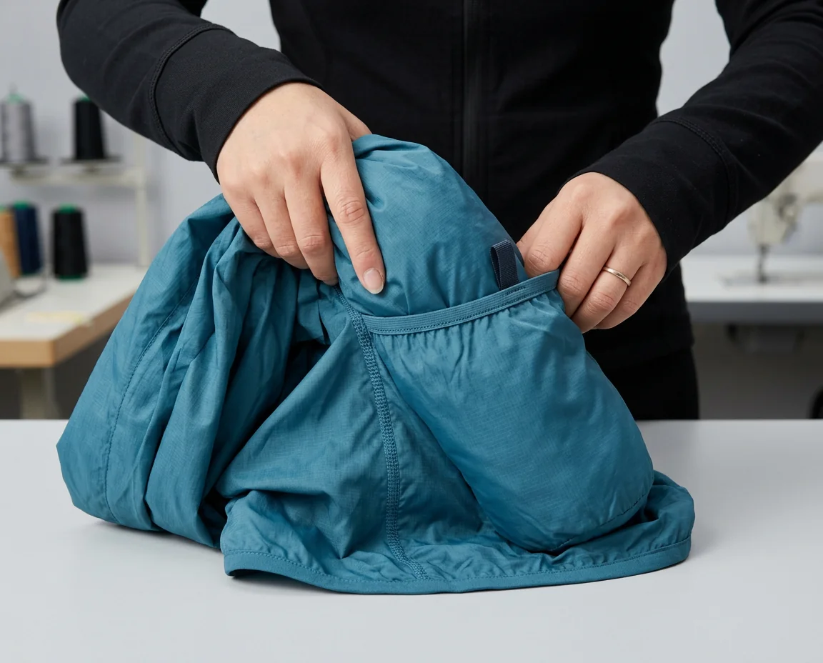 Packable jacket stuff pocket