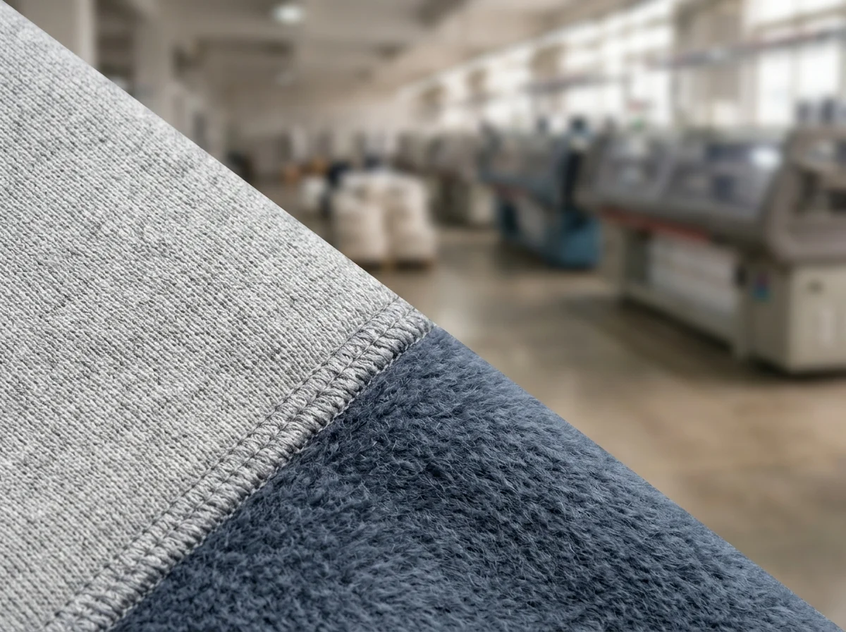 Premium French Terry and brushed fleece fabric texture macro