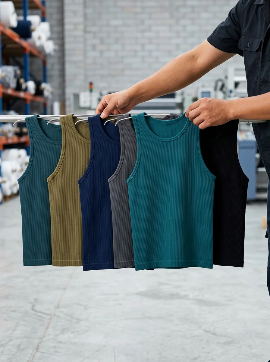 Seamless yoga tank top — second-skin ribbed body, studio-ready