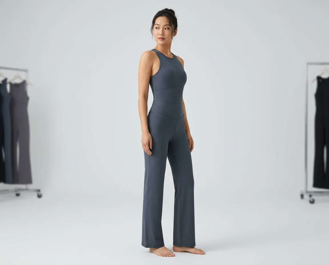 Straight-leg yoga jumpsuit