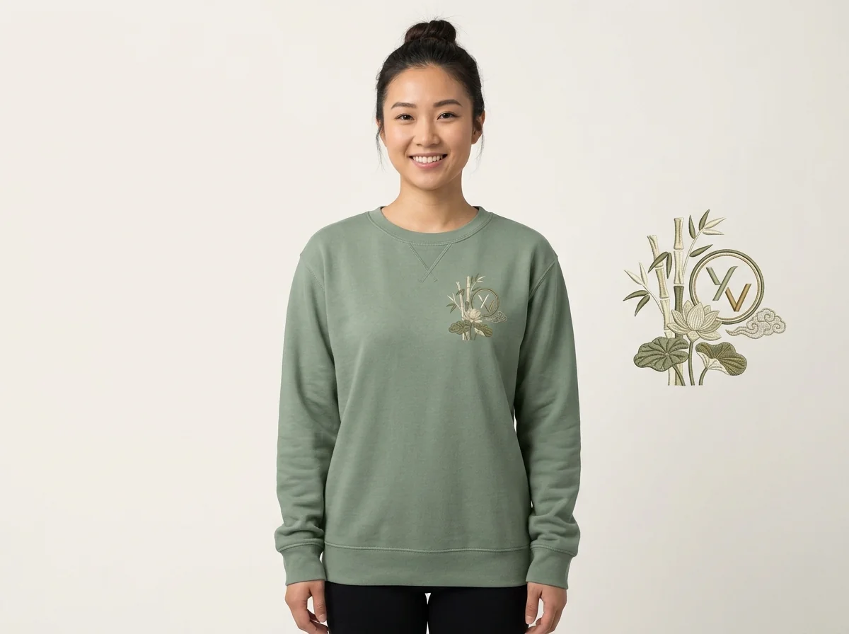 Yoga studio staff uniform sweatshirt with embroidery