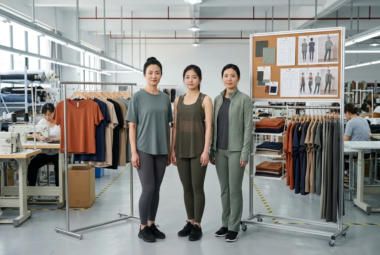 Yoga studio teacher uniform display